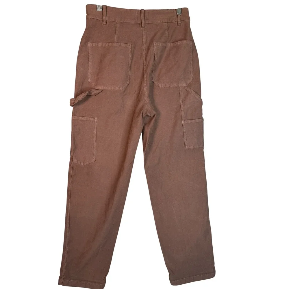 Aritzia Wilfred Free Brown Carpenter Pants High Waisted Utility Trousers Size 2